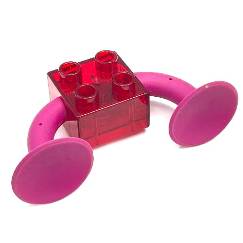 Duplo Brick 2 x 2 with 2 Magenta Suction Cups