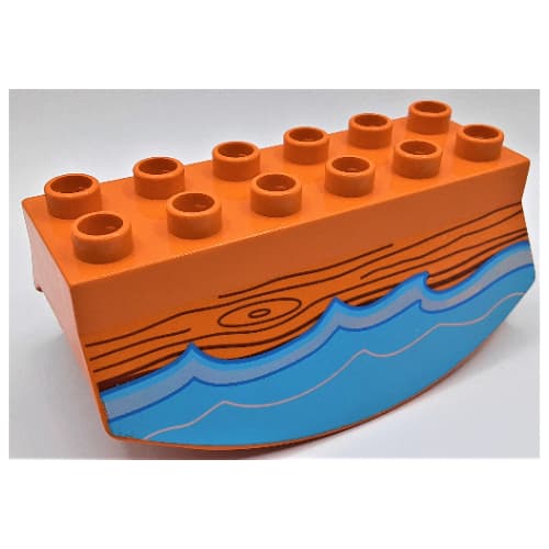 Duplo Brick 2 x 6 Lower Flap Extensions with Wood and Water Print