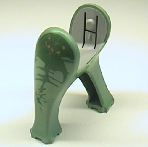 Animal Body Part, Dinosaur, Legs Long, Dark Gray, Medium Orange, and Dark Green Grassy Print