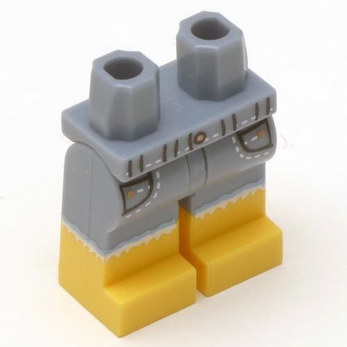 Hips with Sand Blue Legs and Yellow Boots Pattern with Cut Off Jean Shorts with Pockets Print