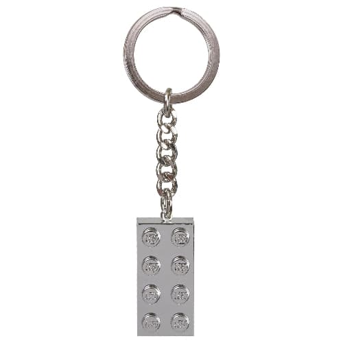Key Chain, Chrome Chain and Ring with 2 x 4 Brick