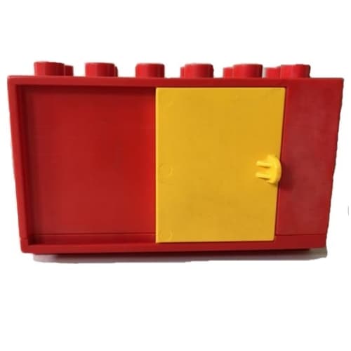 Duplo Vehicle Container 6 x 3 with Yellow Sliding Door and Two Round Yellow Arrows Pointing Up and Down Print