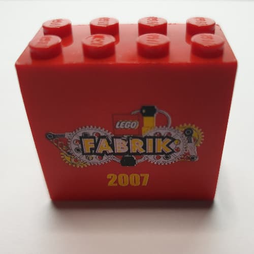 Brick 2 x 4 x 3 with 'LEGO Fabrik 2007' Print