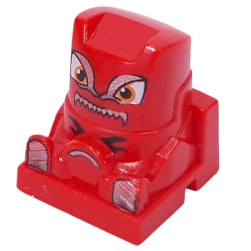 Racer Driver Head, Brick Special 2 x 2 Square, Orange Eyes, Tan Feet, Yellow Steering Wheel (Rip)