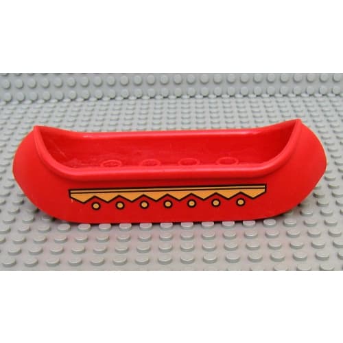 Duplo Boat / Canoe 2 x 8 with Yellow Zigzag Line and Dots Print