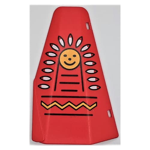 Duplo Door Tepee with Face, Indian Headdress, and Zig Zag Line Print