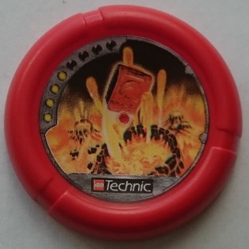 Large Figure Throwing Disk, Torch / Fire, 4 Pips, Flying Box Over Volcanoes Print