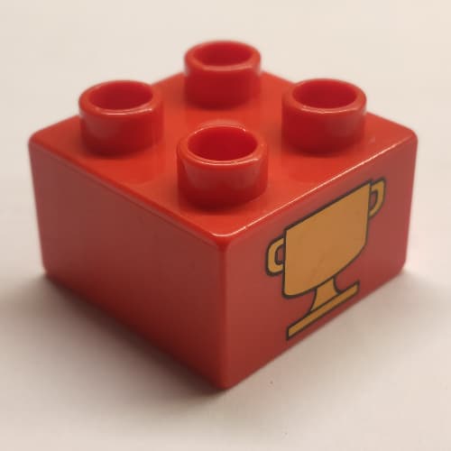 Duplo Brick 2 x 2 with Trophy Cup Print