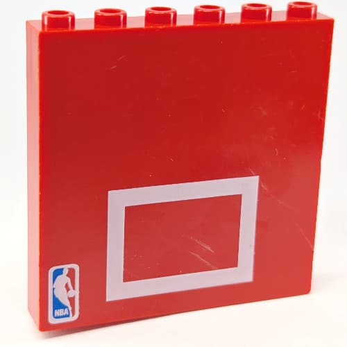 Brick 1 x 6 x 5 with White Rectangle/Basketball Board print