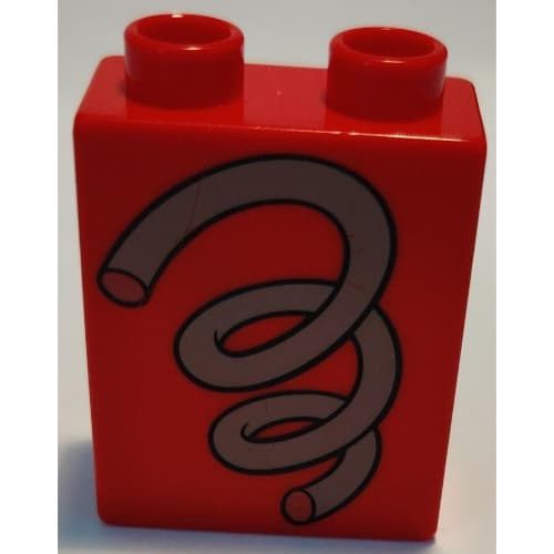 Duplo Brick 1 x 2 x 2 with Coil Spring Print