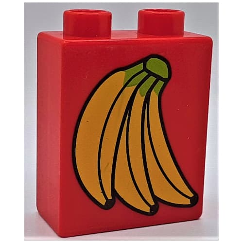 Duplo Brick 1 x 2 x 2 with Bananas Print