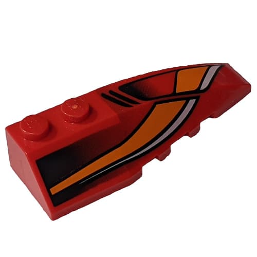 Wedge Curved 6 x 2 Right with White and Orange Curves and Black Fade Print