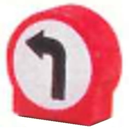 Duplo Brick 1 x 3 x 2 Round Top with Left Turning Arrow Road Sign Print