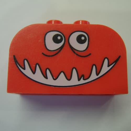 Brick Curved 2 x 4 x 2 Double with Monster Face Open Smile Print