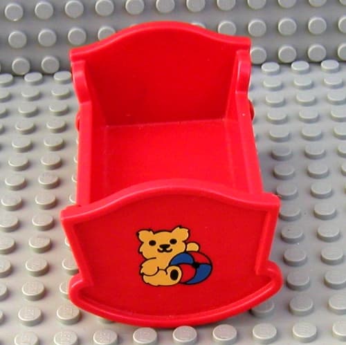 Belville / Duplo, Baby Crib / Cradle with Teddy Bear and Ball Print