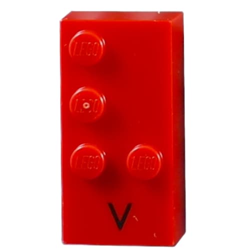 Braille Brick 2 x 4 with 4 Studs ⠧ and 'V' Print