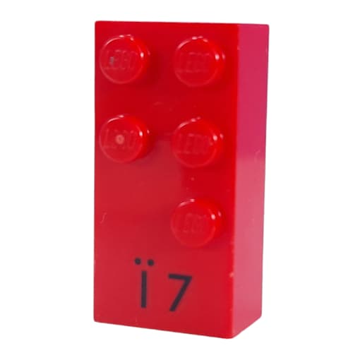 Braille Brick 2 x 4 with 5 Studs ⠻ and 'Ï 7' print