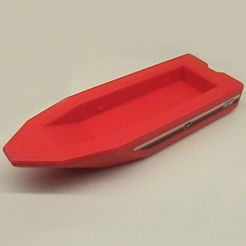 Boat Hull 22 x 8 x 2 1/3, Base with Fire Logo, 327 and Black and White Stripe Print