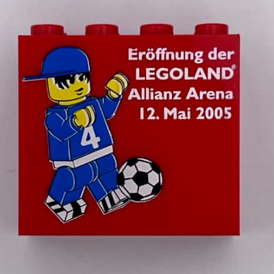 Brick 2 x 4 x 3 with 'Eröffnung der Legoland Allianz Arena 12. Mai 2005' Print