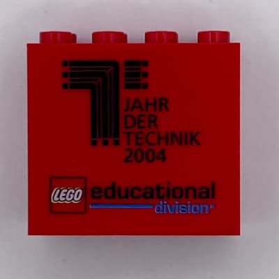 Brick 2 x 4 x 3 with 'LEGO educational division JAHR DER TECHNIK 2004' Print