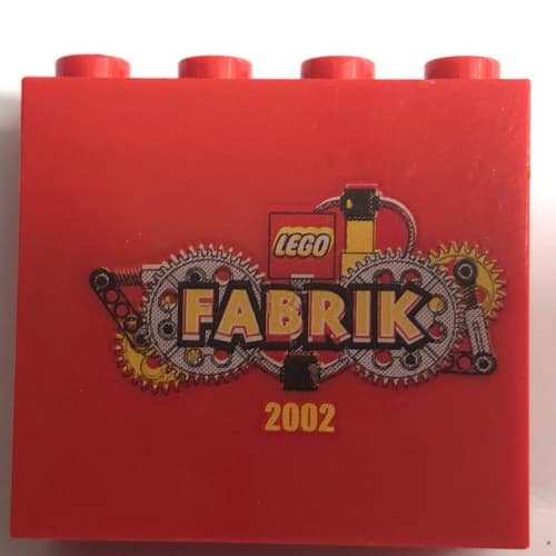Brick 2 x 4 x 3 with 'LEGO FABRIK 2002' Print