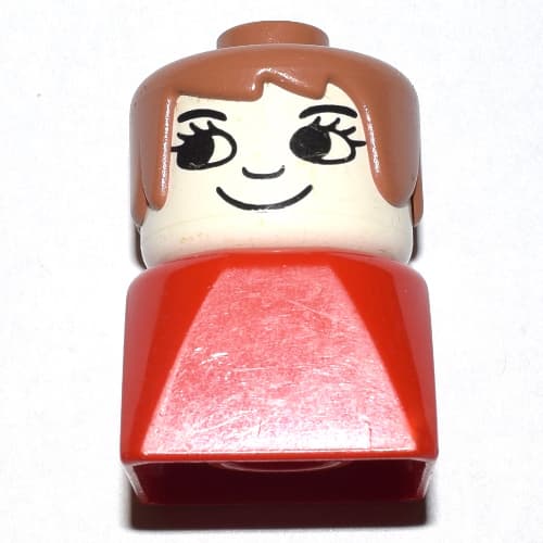 Duplo 2 x 2 x 2 Figure Brick Early, Long Swept Hair Fabuland Brown, Eyelashes Print