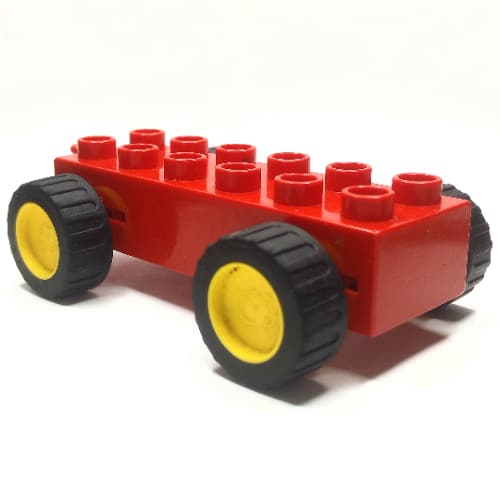 Duplo Car Base 2 x 6 Pullback Motor with Yellow Wheels, Black Tires