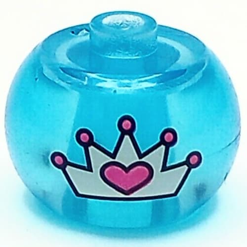 Pen Bead, Round Orb with Crown Print