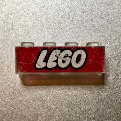 Brick 1 x 4 without Bottom Tubes and LEGO Logo Closed "O"/Red Print