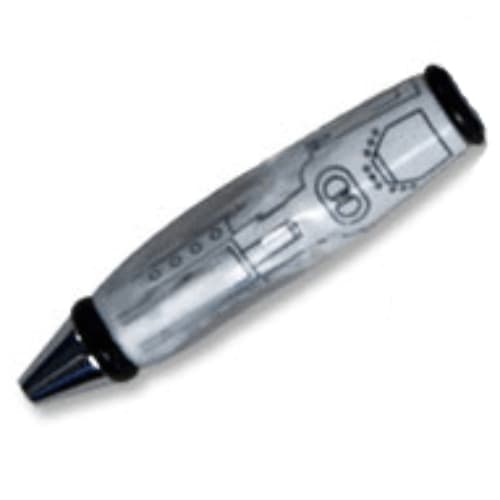 Pen Body, with Chrome Tip, Black Ends with Black Mechanical Lines Print