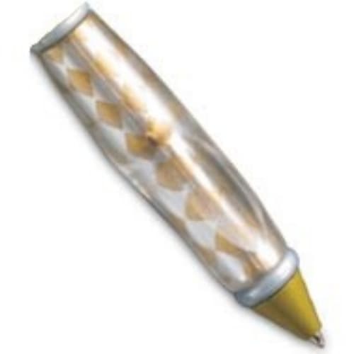 Pen Body, with Pearl Gold Tip, Light Bluish Gray Ends, with Gold and Silver Diamonds Print