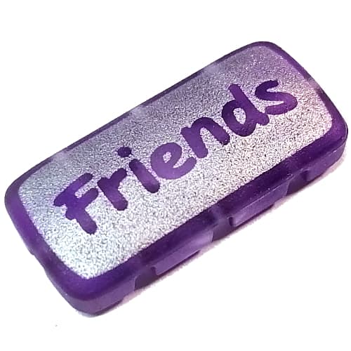 Clikits Icon, Rectangle 3L with Hole, Silver 'Friends' Print