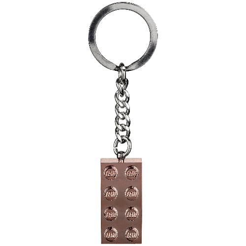 Key Chain, Chrome Chain and Ring with 2 x 4 Brick