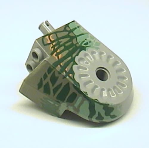 Animal Body Part, Dinosaur Body Quarter with Pin Holes, Dark Gray, Sand Green, Medium Orange, and Dark Green Streaks Print