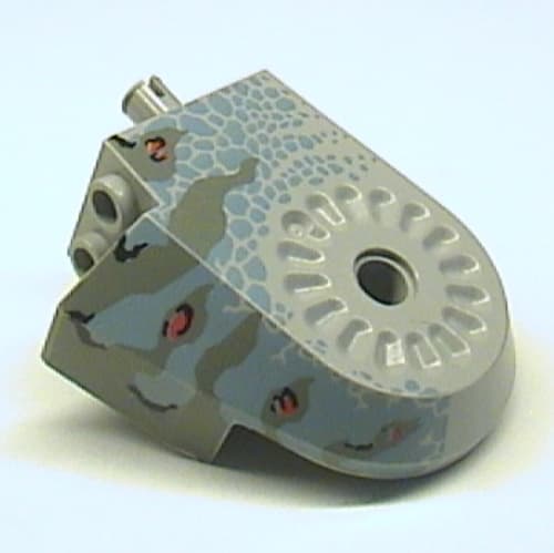 Animal Body Part, Dinosaur Body Quarter with Pin Holes, Dark Gray Streaked/Sand Blue/Black Streaked/Red Spotted Print