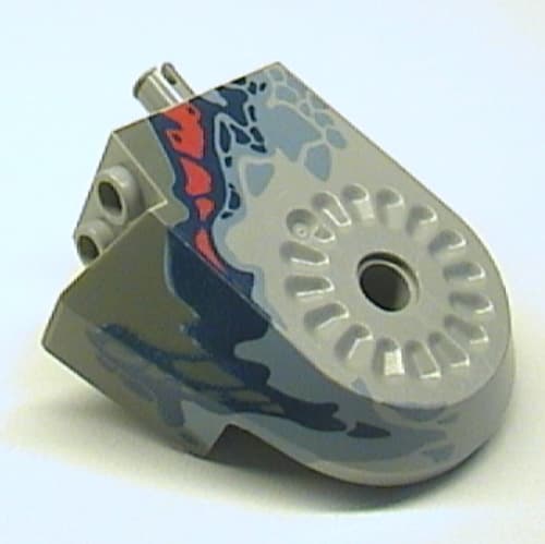 Animal Body Part, Dinosaur Body Quarter with Pin Holes, Dark Gray/Sand Blue/Dark Blue/Red Print