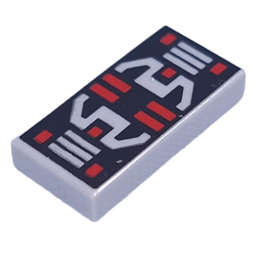 Tile 1 x 2 with Black Panel, Light Bluish Grey/Red Controls print