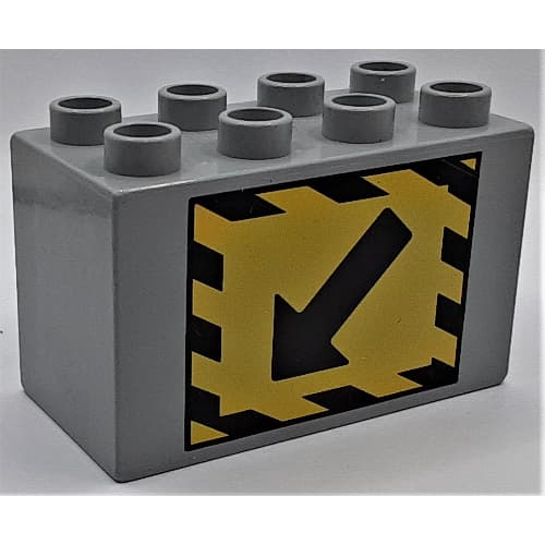 Duplo Brick 2 x 4 x 2 with Black Arrow and Black Stripe Border on Yellow Print