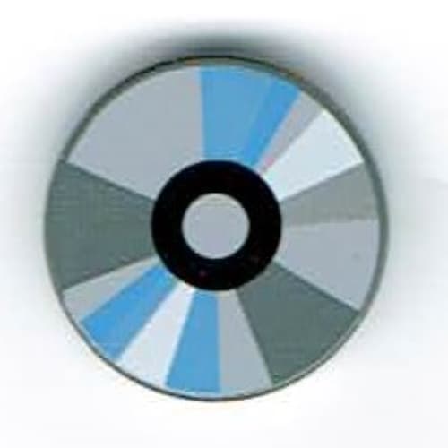 Tile Round 2 x 2 with CD White, Black / Dark Gray, Gray, Blue Sectors Print (Compact Disc)