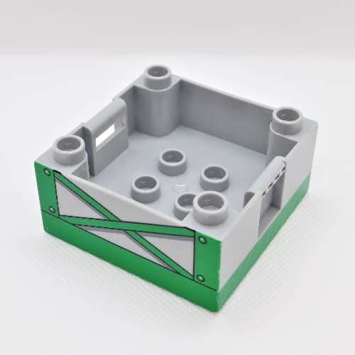 Duplo Container Box 4 x 4, with Studs on Corners with Green Girders Print