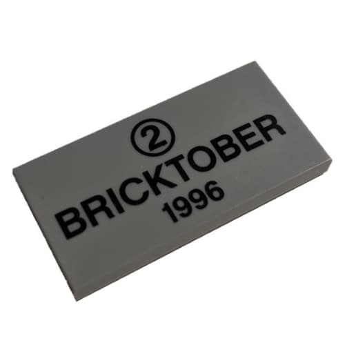 Tile 2 x 4 with '2' in Circle, 'BRICKTOBER 1996' print