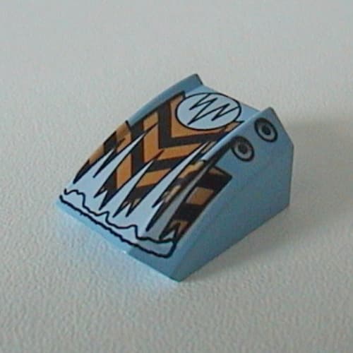 Slope Curved 2 x 2 with Lip, No Studs with Orange/Black Chevrons Print (Frost)