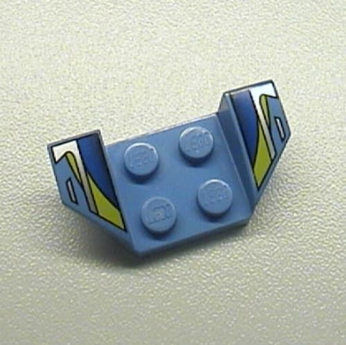 Mudguard 2 x 4 with 2 x 2 Studs and Flared Wings, Blue/Black/Silver/Yellow Stripes Print