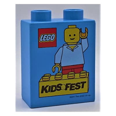 Duplo Brick 1 x 2 x 2 with 'Kids Fest 2011' print