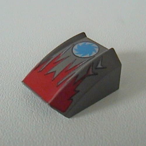 Slope Curved 2 x 2 with Lip, No Studs with Red Flames/Blue Star Print (Shredd) - Set 4570