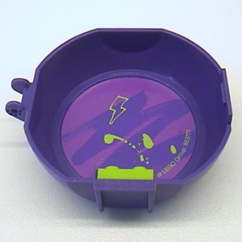 Pod, Round, Half, Back with 1 x 2 Plate Lime with Lightning Bolt Sticker