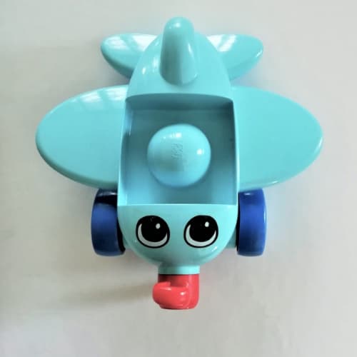 Primo Airplane, Red Propeller, Blue Wheels, with Eyes Print