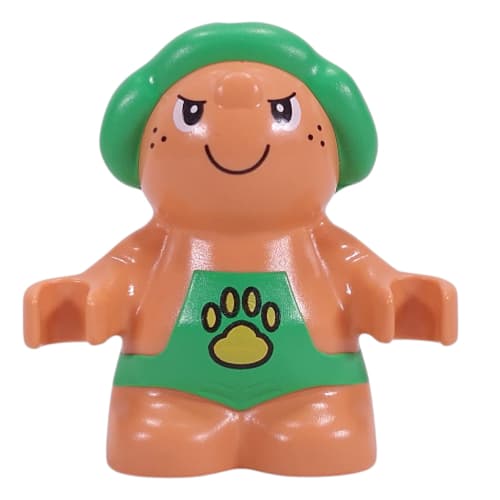 Duplo Figure Little Forest Friend, Male Green Overalls with Yellow Paw Print (Trouble Toadstool)