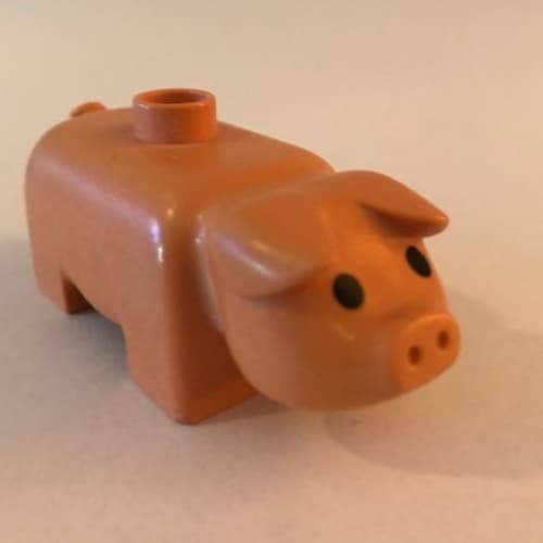 Duplo Animal Pig, Short, Solid Black Eyes (Old Style)