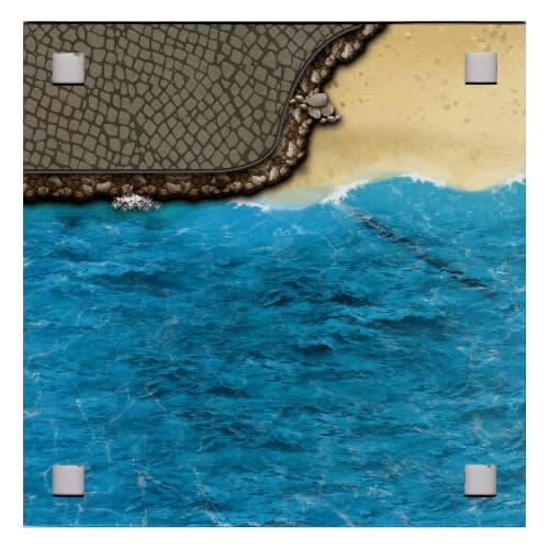 Baseplate with 4 Square Corner Holes and Water / Beach Print